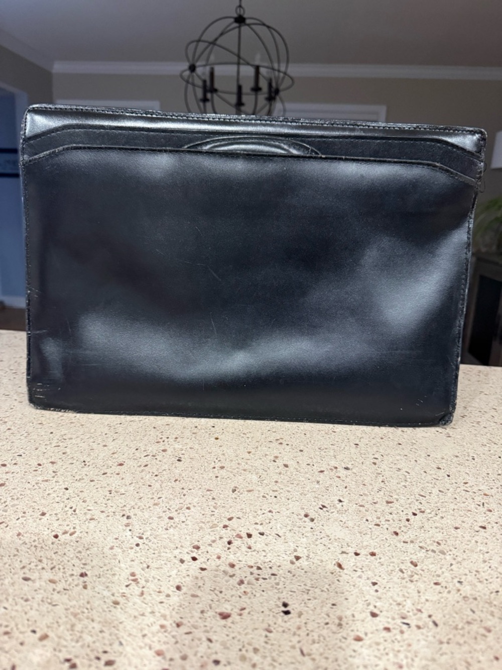 Sleek Black Leather Travel Document Organizer